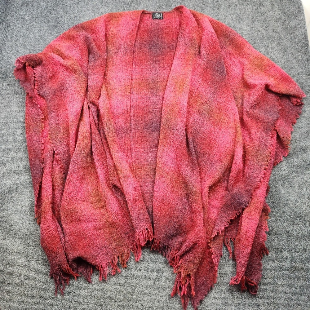 Celtic Kerry Woolen Mills‎ Shawl Womens Red Lambswool Fnit Wrap Ireland Cape